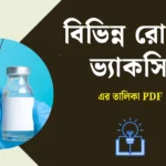 বিভিন্ন রোগের ভ্যাকসিনের নাম তালিকা PDF | List of Diseases and their Vaccines PDF